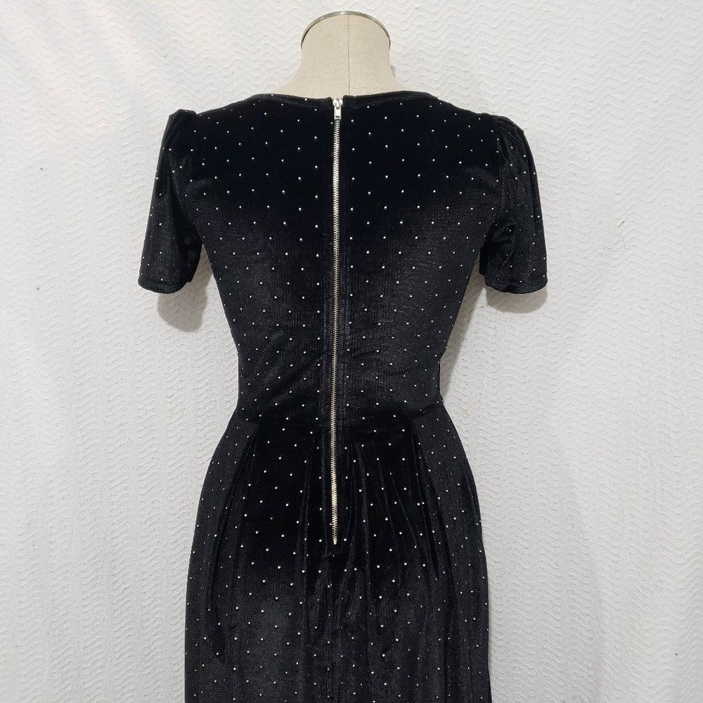 Lularoe Black Waist Black Polka Dot Dress S - Picture 5 of 8
